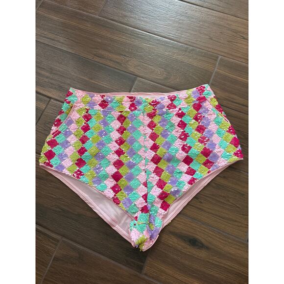 Nasty Gal Diamond Sequin Mini Cheeky Shorts - Picture 1 of 7